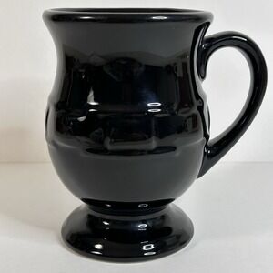 Longaberger Woven Traditions Black Pedestal Mug USA Vitrified Pottery 12oz